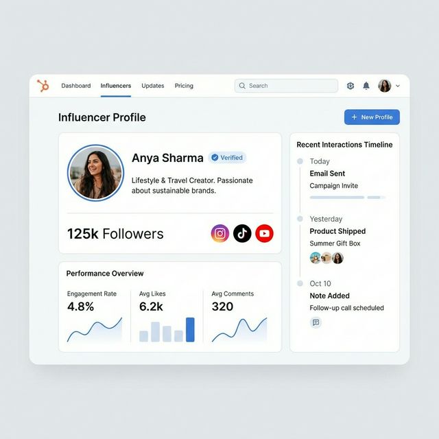 Seeding Ops Influencer CRM Profile UI