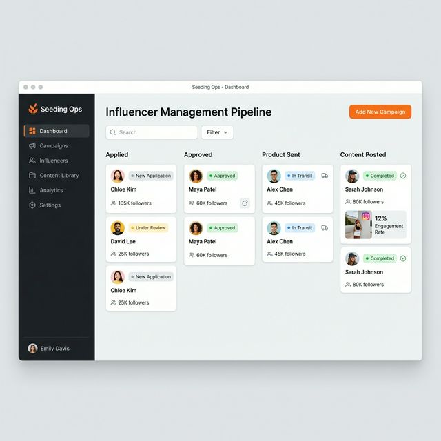 Automated Seeding Ops Workflow Diagram: Magic Link to Content Tracking